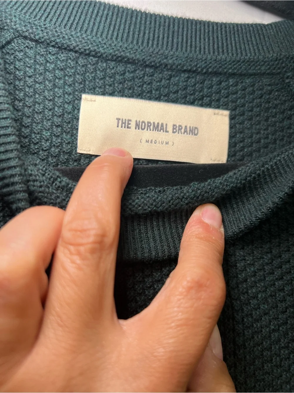 The Normal Brand Men’s Dark Green Textured Crewneck Sweater Medium